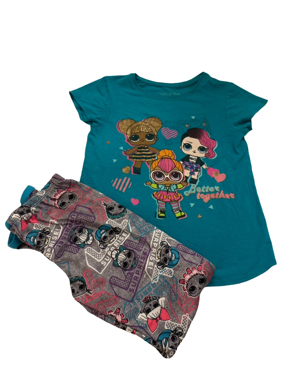 L.O.L. Surprise! Girls Teal Top and Gray Character Leggings Set Size 7